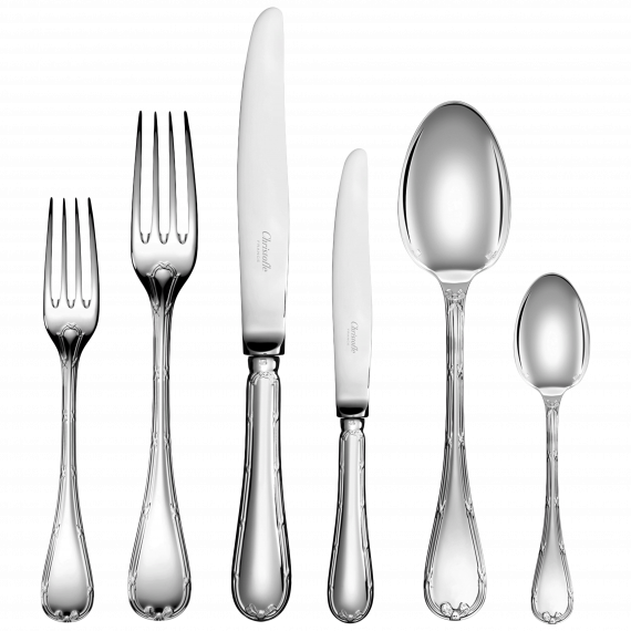 RUBANS 36-Piece Silver Plated Flatware Set for 6 people with Chest