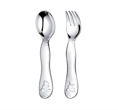 CHARLIE BEAR Silver Plated Two-Piece Baby Flatware Set