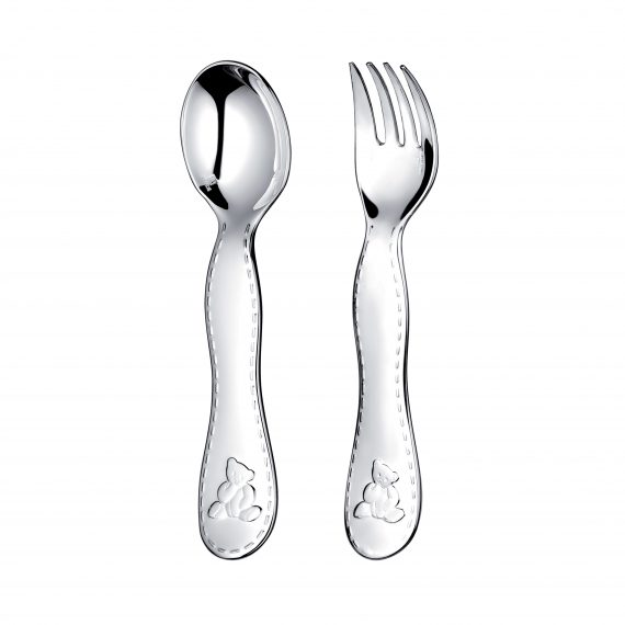 CHARLIE BEAR Silver Plated Two-Piece Baby Flatware Set
