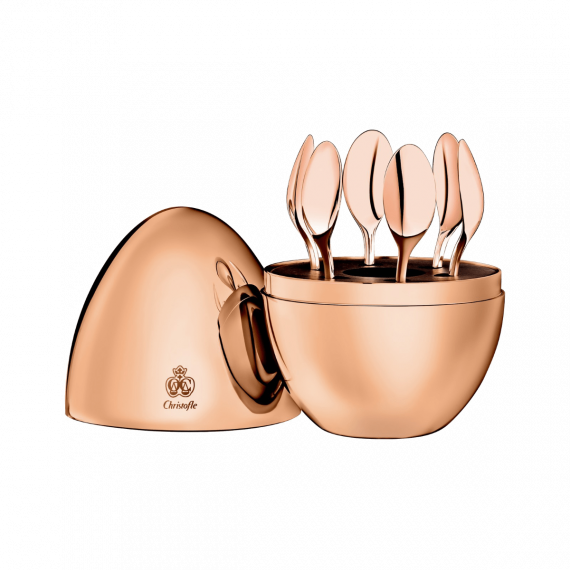 MOOD COFFEE Set of 6 Silver Plated Espresso Spoons in 18-Carat Pink Gold