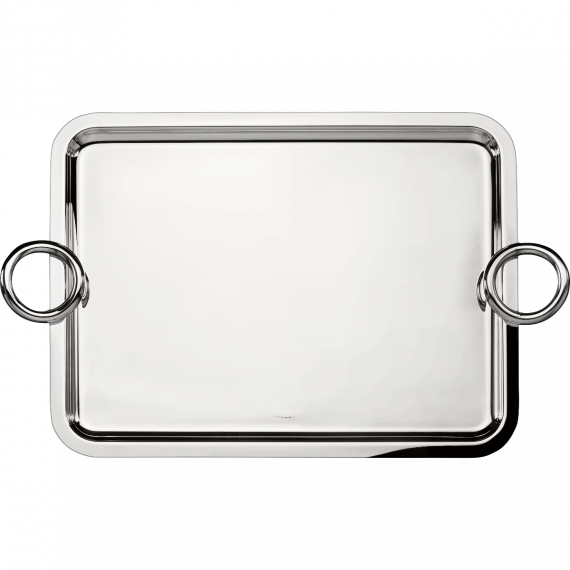 VERTIGO Silver Plated Rectangular Tray with Handles, Large 43x31cm