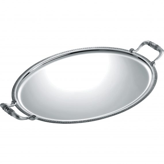 MALMAISON Silver Plated Oval Serving Tray with Handles 53x42cm