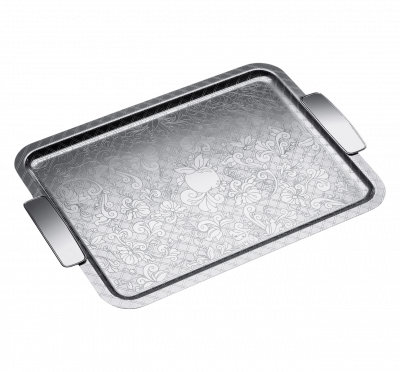 JARDIN D'EDEN Silver-Plated Rectangular Tray with Handles 49x39 cm