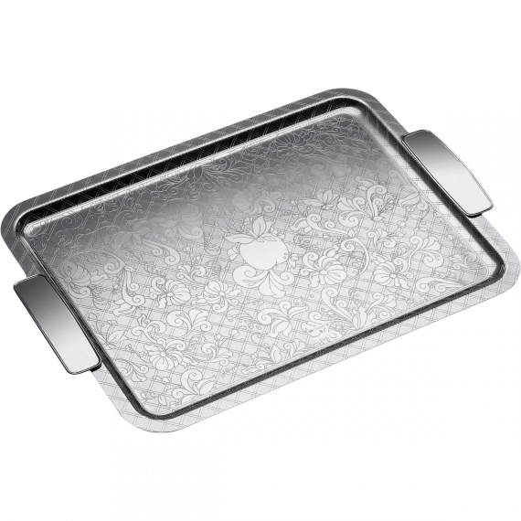 JARDIN D'EDEN Silver-Plated Rectangular Tray with Handles 49x39 cm