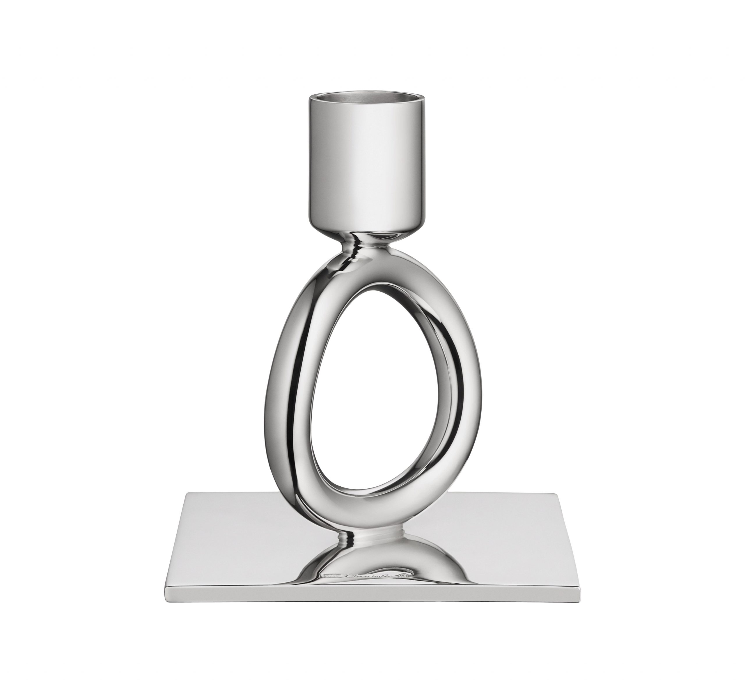 VERTIGO Silver Plated Single-Ring Candlestick H: 10cm - Christhellas