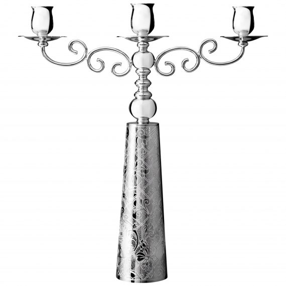 JARDIN D'EDEN Silver Plated Candelabra For Three Candles H: 40cm