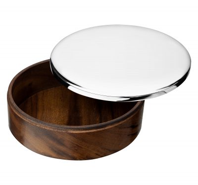 UNI Silver-Plated Ξύλινο Στρογγυλό Κουτί - Μεγάλο Μέγεθος ø: 12εκ.