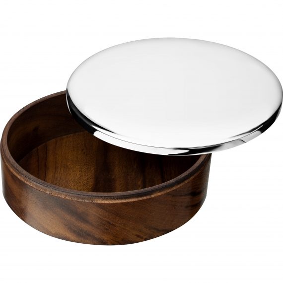 UNI Wood and Silver Plated Box, Large ø: 12cm