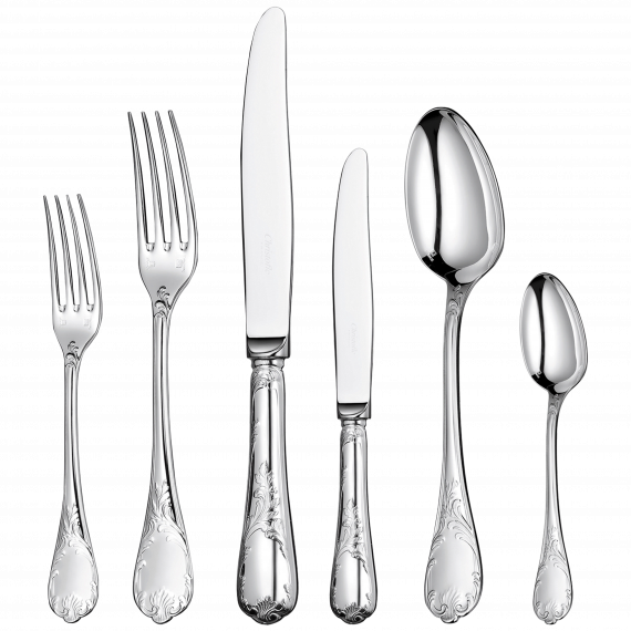 MARLY 110-Piece Silver-Plated Flatware Set for 12 People with Chest