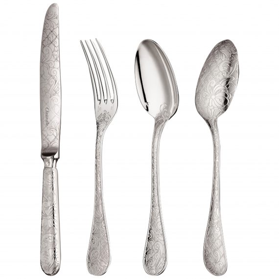 JARDIN D'EDEN 110-Piece Silver-Plated Flatware Set for 12 People with Chest