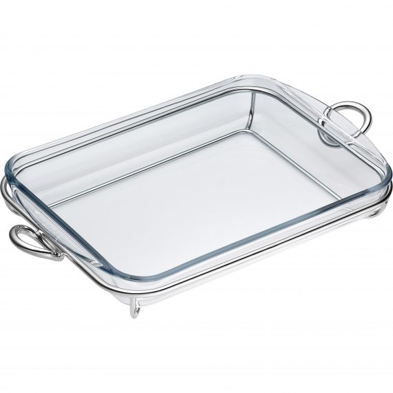 VERTIGO Silver-Plated & Glass Baking Dish