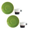 IRAZU Set of 2 Absinthe Green & Anthracite Espresso Cups & Saucers 4 cl