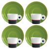 IRAZU Set of 2 Absinthe Green & Anthracite Espresso Cups & Saucers 4 cl