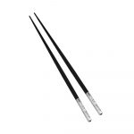 JARDIN D'EDEN Silver-Plated Black Japanese Chopsticks with Case
