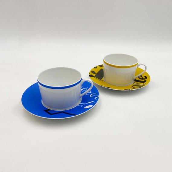 ALBEROLA-BERNARDAUD Set of 2 Tea Cups & Saucers