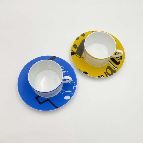 ALBEROLA-BERNARDAUD Set of 2 Tea Cups & Saucers
