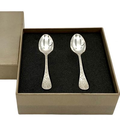 JARDIN D'EDEN 2-Piece Silver-Plated Espresso Spoons Gift Set