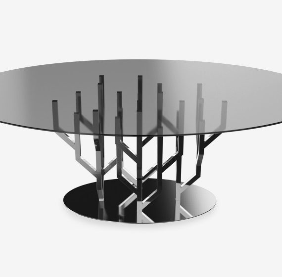 ARBORESCENCE - ORA ITO Οβάλ Τραπέζι από Stainless Steel και Κρύσταλλο
