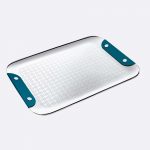 ICONIK Stainless Steel Letter Tray with Peacock Green Leather