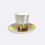 SURFACE COLORÉE B29  JULIO LE PARC Set of 2 platinum espresso cups and saucers 7 cl