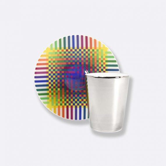 SURFACE COLORÉE B29  JULIO LE PARC Set of 2 platinum espresso cups and saucers 7 cl - Image 3