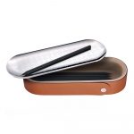 ICONIK Stainless steal pencil box with fawn leather