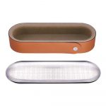 ICONIK Stainless steal pencil box with fawn leather