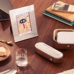 ICONIK Stainless steal pencil box with fawn leather