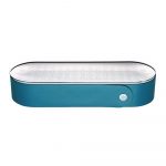 ICONIK Stainless steel pencil box with peacock green leather