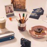 ICONIK Mirror polished stainless steel pencil pot with fawn leather