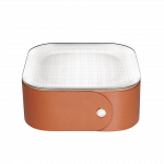 ICONIK Stainless steel trinket tray box with fawn leather