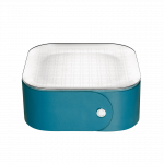 ICONIK Stainless steel trinket tray box with peacock green leather