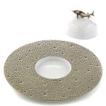 ECUME PLATINE Caviar Plate & Bell Cover