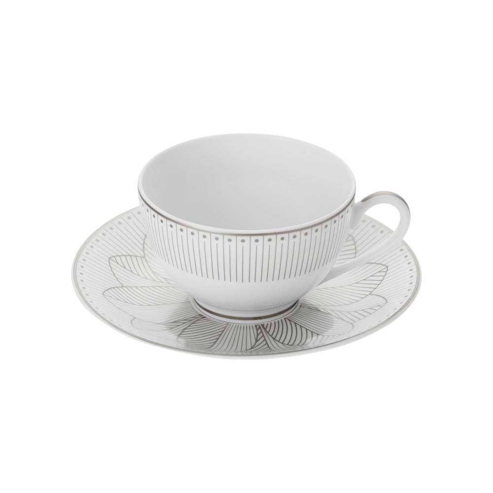 MALMAISON IMP RIALE PLATINUM Set of 2 Tea Cup and Saucers