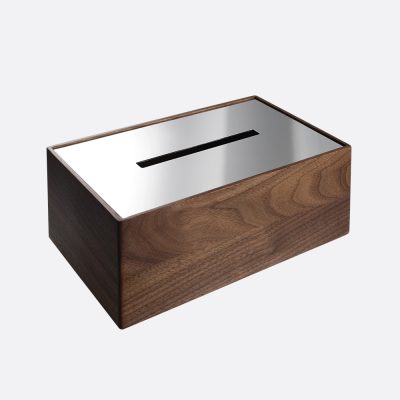 UNI Ξύλινο Κουτί για Χαρτομάντηλα με Stainless Steel Καπάκι