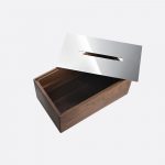 UNI Walnut and Steel Tissue Box