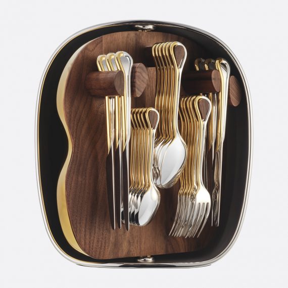 CARROUSEL  24-Piece Partially Gilded Silver-Plated Flatware Set with Shell