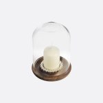 PERLES Small Silver-Plated and Walnut Hurricane