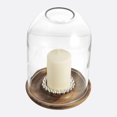 PERLES Large Silver-Plated and Walnut Hurricane