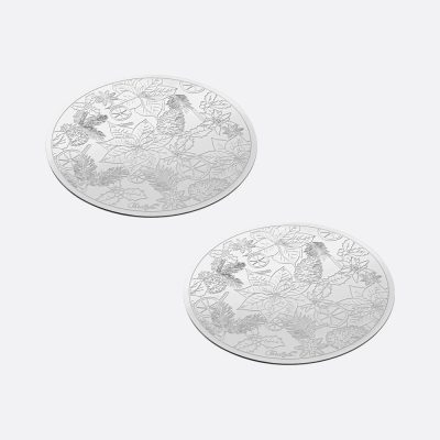 BOUQUET GIVRÉ Set of 2 Stainless Steel Glass Coasters