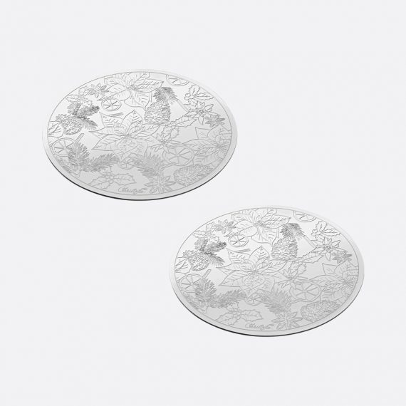BOUQUET GIVRÉ Set of 2 Stainless Steel Glass Coasters