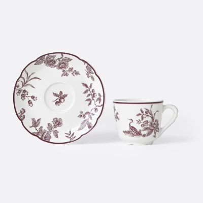 ALBERTINE PRUNE Set of 2 Espresso Cups and Saucers gift box 2 oz