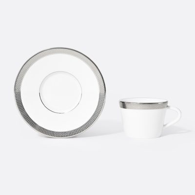 MAILLE PLATINE Set of 2 Espresso Cups and Saucers gift box 6 cl