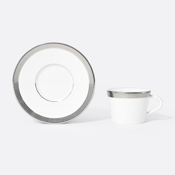 MAILLE PLATINE Set of 2 Espresso Cups and Saucers gift box 6 cl