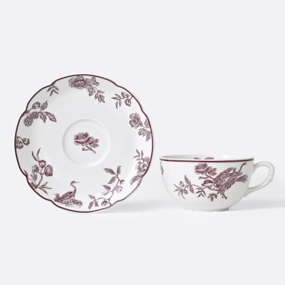 ALBERTINE PRUNE Set of 2 Tea Cups and Saucers gift box 13 cl