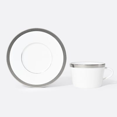MAILLE PLATINE Set of 2 Tea cups and saucers gift box 13 cl