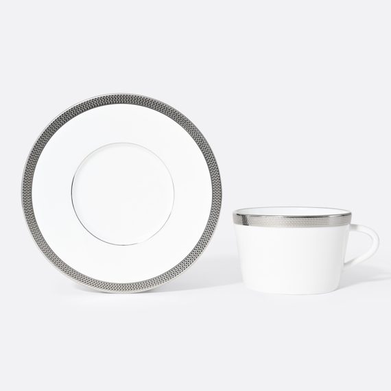 MAILLE PLATINE Set of 2 Tea cups and saucers gift box 13 cl