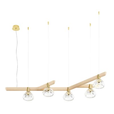FOLIA 5-LIGHT 45° UNIT DARK WOOD PENDANT LIGHT