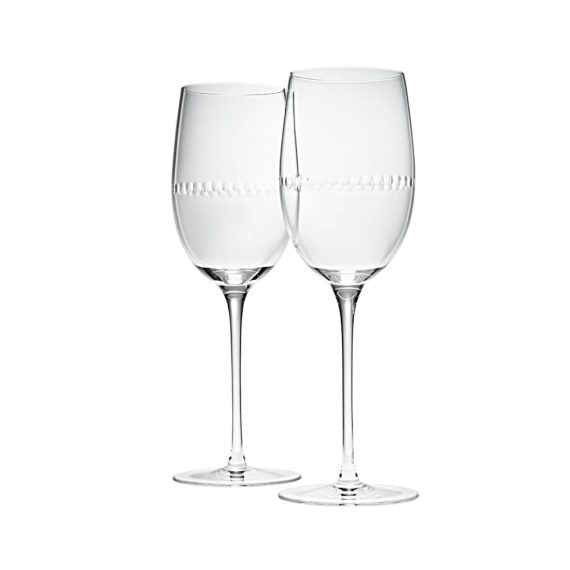 PERLES Set of 2 Lead-Free Crystal Red Wine Glasses