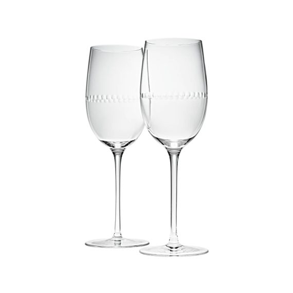 PERLES Set of 2 Lead-Free Crystal White Wine Glasses